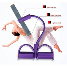 Load image into Gallery viewer, Body trimmer resistance band showing arm, waist, and leg exercises for home workouts and fitness training.