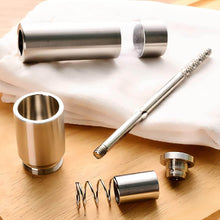Load image into Gallery viewer, Stainless steel shakers and grinder components neatly arranged on a cloth, showcasing their sleek design and functionality.