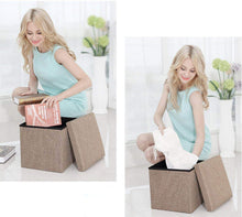 Load image into Gallery viewer, Storage Ottoman Cube - Seat Chest, Stool, Storage Box, Footrest, Foldable Storage Stool (30x30x30 cm)