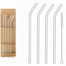 Load image into Gallery viewer, Straws - Reusable Drinking Glass Straws For Drinks - Set of 4 + Brush
