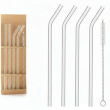 Load image into Gallery viewer, Straws - Reusable Drinking Glass Straws For Drinks - Set of 4 + Brush