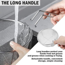 تحميل الصورة في عارض المعرض، 20cm Stainless Steel Mesh Frying Basket | Deep Fryer Strainer with Folding Handle & Pot Hook - Silver