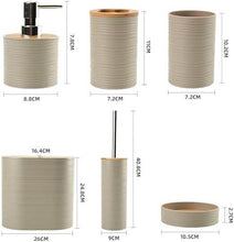 Load image into Gallery viewer, 6 Pcs Bathroom Accessories Set - Oval Bamboo Decor Bathroom Set