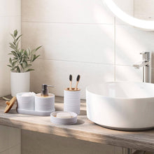 Load image into Gallery viewer, 6 Pcs Bathroom Accessories Set - Oval Bamboo Decor Bathroom Set