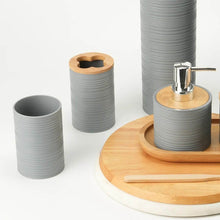 Load image into Gallery viewer, 6 Pcs Bathroom Accessories Set - Oval Bamboo Decor Bathroom Set