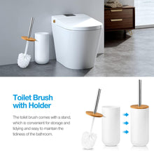 تحميل الصورة في عارض المعرض، White toilet brush with holder and stand in a bathroom setting