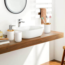 تحميل الصورة في عارض المعرض، Bathroom vanity with sink, mirror, and toiletries