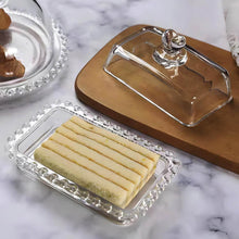 Load image into Gallery viewer, Butter Dish - Heart Glass Clear Rectangular Classic Covered with Lid