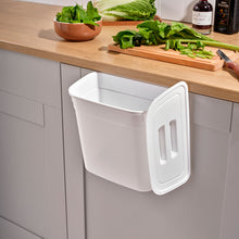 Load image into Gallery viewer, Hanging Bin Over Door - Organizer for Cabinet with Soft grip Hook and Lid - White