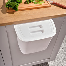 Load image into Gallery viewer, Hanging Bin Over Door - Organizer for Cabinet with Soft grip Hook and Lid - White