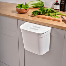 Load image into Gallery viewer, Hanging Bin Over Door - Organizer for Cabinet with Soft grip Hook and Lid - White