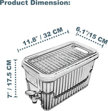 Load image into Gallery viewer, Product Dimensions of 1 Pcs Beverage Dispenser with Dual-Use Stand - Plastic Food Container For Detox and Juice 4.5 Liters