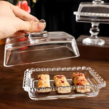 Load image into Gallery viewer, Butter Dish - Heart Glass Clear Rectangular Classic Covered with Lid