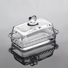 Load image into Gallery viewer, Butter Dish - Heart Glass Clear Rectangular Classic Covered with Lid