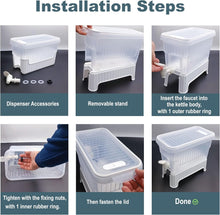 تحميل الصورة في عارض المعرض، 1 Pcs Beverage Dispenser with Dual-Use Stand - Plastic Food Container For Detox and Juice 4.5 Liters installation steps