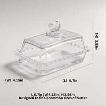 Load image into Gallery viewer, Butter Dish - Heart Glass Clear Rectangular Classic Covered with Lid