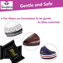 تحميل الصورة في عارض المعرض، Gentle and safe shoe cleaner wipes ideal for various shoe materials, displayed with different shoe types and packaging.