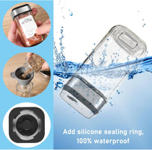 Load image into Gallery viewer, Shakers - Glass Spice seasoning jars Set of 6 with Stainless Steel Lids & Holder