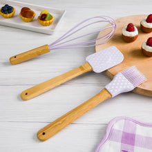Load image into Gallery viewer, Spatulas/Utensils with Wooden Handle - Silicone Kitchen Utensil Set of 3 (Spatula - Whisk & Brush)