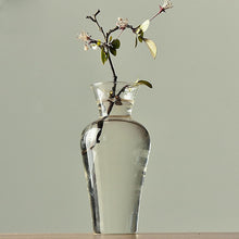 Load image into Gallery viewer, Elegant clear glass plant vase with a delicate branch and flowers, showcasing vintage charm and artistry.