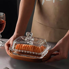 Load image into Gallery viewer, Butter Dish - Heart Glass Clear Rectangular Classic Covered with Lid