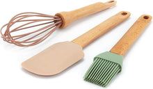 Load image into Gallery viewer, Spatulas/Utensils with Wooden Handle - Silicone Kitchen Utensil Set of 3 (Spatula - Whisk & Brush)