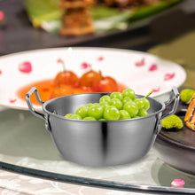 تحميل الصورة في عارض المعرض، 15cm Stainless Steel Serving Wok & Paella Plate | Heat-Safe Food Presentation Pot - Silver