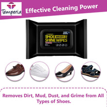 Load image into Gallery viewer, Shoe cleaning wipes packaging with effective cleaning power, designed to remove dirt, mud, and grime from all shoe types.