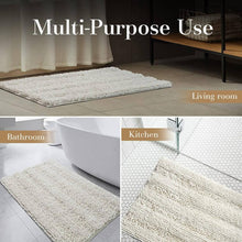 تحميل الصورة في عارض المعرض، Absorbent Luxury Chunky Chenille Bathroom Rug (50x80cm - 1,000 grams) | Ultra-Soft Non-Slip Bath Mat - White