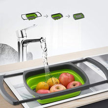 تحميل الصورة في عارض المعرض، Colanders - Sink Strainer & Sifter - Silicone Telescopic Folding Drain Basket, Vegetable &Fruit Colander Strainer With Extendable Handles