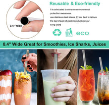Load image into Gallery viewer, Straws - Reusable Stainless Steel Straws - (Set of 4 Pieces Straws with Cleaning Brush)