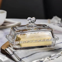 Load image into Gallery viewer, Butter Dish - Heart Glass Clear Rectangular Classic Covered with Lid
