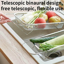 تحميل الصورة في عارض المعرض، Colanders - Retractable Stainless Steel Over The Sink Strainer , Sink Washing Drying Rack, Expandable Strainer Basket, Mesh, Fruits, Vegetables