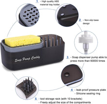 تحميل الصورة في عارض المعرض، Soap dispenser with sponge holder, featuring non-slip base and large capacity for easy dishwashing and quick drying.