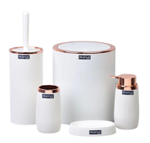 Load image into Gallery viewer, Bathroom Accessories Set - 5 Pcs Decor Bathroom Set (Striped) - Copper Frame