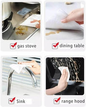 تحميل الصورة في عارض المعرض، Cleaning demonstration on gas stove, dining table, sink, and range hood with a paper towel.