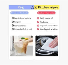تحميل الصورة في عارض المعرض، Comparison chart between using a rag and kitchen wipes for cleaning, with images of a soapy rag and a kitchen wipe.
