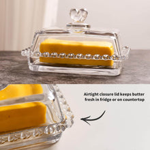 Load image into Gallery viewer, Butter Dish - Heart Glass Clear Rectangular Classic Covered with Lid