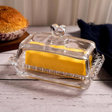 Load image into Gallery viewer, Butter Dish - Heart Glass Clear Rectangular Classic Covered with Lid