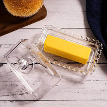Load image into Gallery viewer, Butter Dish - Heart Glass Clear Rectangular Classic Covered with Lid
