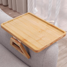 تحميل الصورة في عارض المعرض، Bamboo Folding Sofa Tray, Sofa Armrest Tray Clip-On Couch Desk for Drinks, Snacks, Phone, Remote Control
