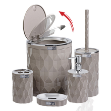 Load image into Gallery viewer, Bathroom Accessories Set - 5 Pcs Decor Bathroom Set (Diamond) - Silver Frame