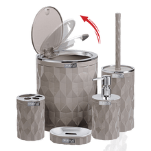 Load image into Gallery viewer, Bathroom Accessories Set - 5 Pcs Decor Bathroom Set (Diamond) - Silver Frame