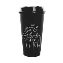 تحميل الصورة في عارض المعرض، Cups/Mugs/Jars/Jugs - Plastic Reusable Coffee Cup with Lid - Termo Cup - 473 ml. Travel Mug in black design