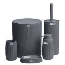 Load image into Gallery viewer, Bathroom Accessories Set - 5 Pcs Decor Bathroom Set (Striped) - Solid Frame