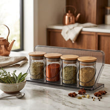 تحميل الصورة في عارض المعرض، Airtight Acrylic Food Storage Containers - Set of 5 (100 ml. x 4 Jars & Stand)
