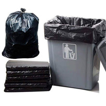 Load image into Gallery viewer, Black trash bags and a gray trash bin with a recycling symbol on a white background