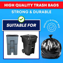 Load image into Gallery viewer, High quality trash bags with strong and durable feature on a blue background