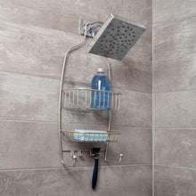 Load image into Gallery viewer, 2 Tier Rust-Proof Aluminum Hanging Shower Caddy | 2-Tier Organizer with Soap Dish & Hooks