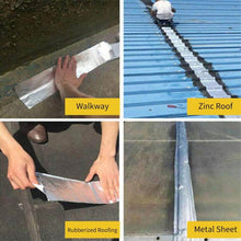 Load image into Gallery viewer, Collage of a person applying a material to walkways, zinc roofs, rubberized roofing, and metal sheets.